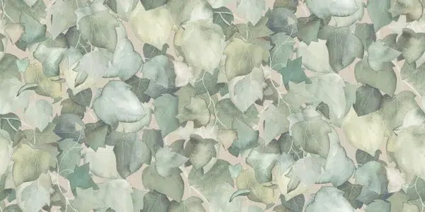 Papel pintado de hojas en color verde Edera 00113