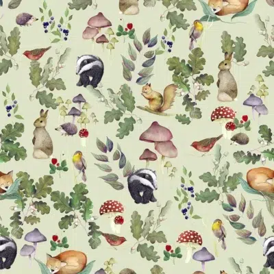 Papel pintado de animales en color verde Sottobosco 00122