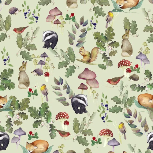 Papel pintado de animales en color verde Sottobosco 00122