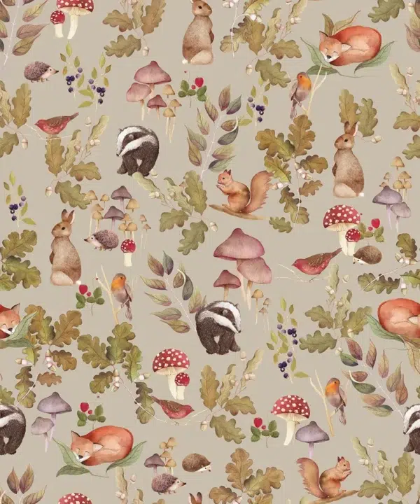 Papel pintado de animales en color beige Sottobosco 00123