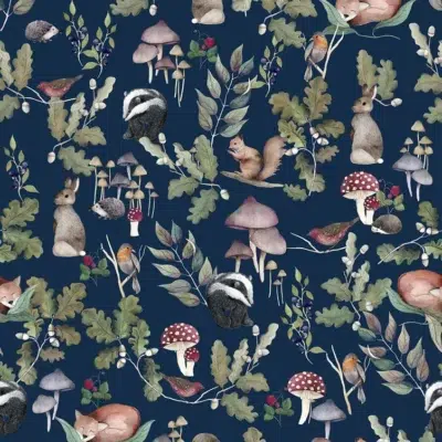 Papel pintado de animales en color azul Sottobosco 00124