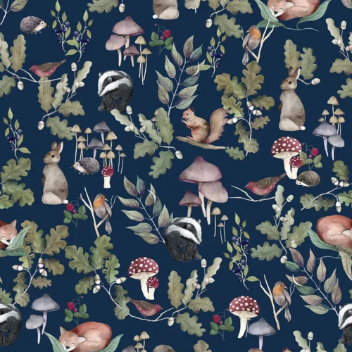 Papel pintado de animales en color azul Sottobosco 00124
