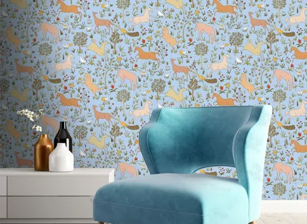 Papel pintado de animales en color azul Ribot 00002 - Imagen 3
