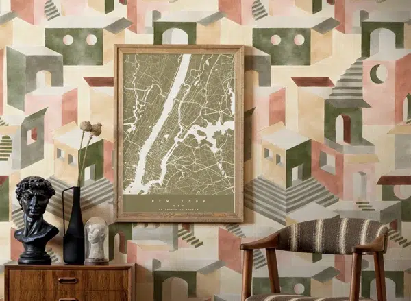 Papel pintado de ciudades en color verde Chora 00023 - Imagen 3