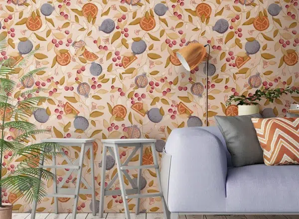 Papel pintado de frutas multicolor Malagranatum 00071 - Imagen 4