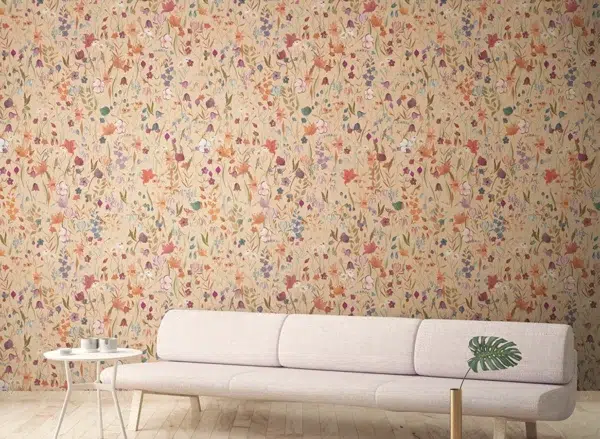 Papel pintado estampado floral en color verde Campo Fiorito 00103 - Imagen 3