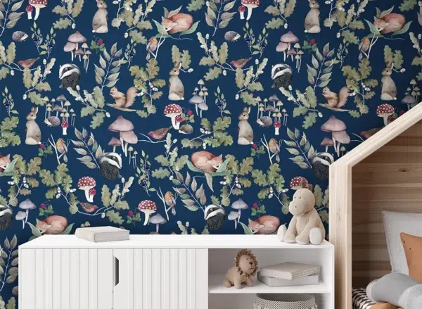 Papel pintado de animales en color azul Sottobosco 00124 - Imagen 3