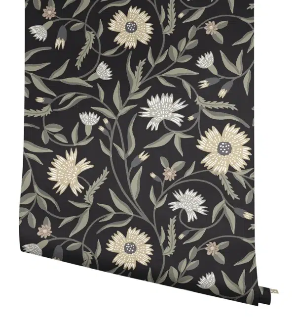 Papel pintado de estampado floral en color negro Aster RF7434 - Imagen 5