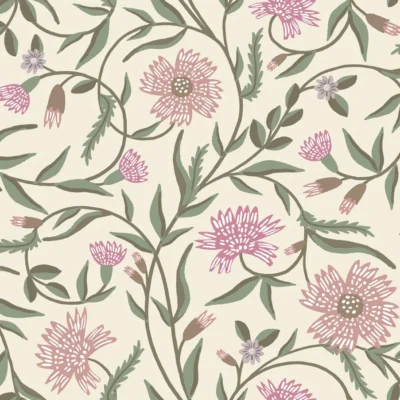 Papel pintado de estampado floral en color beige Aster RF7436