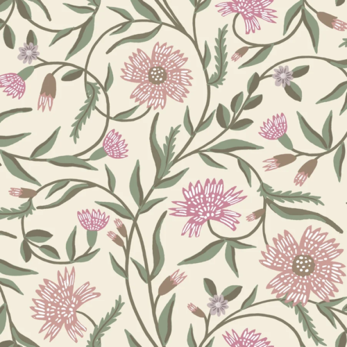 Papel pintado de estampado floral en color beige Aster RF7436