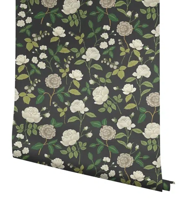 Papel pintado de estampado floral en color negro Roses RF7542 - Imagen 5
