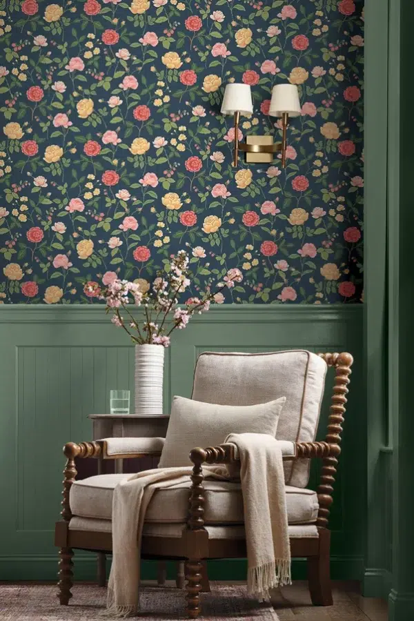 Papel pintado de estampado floral en color negro Roses RF7542 - Imagen 11