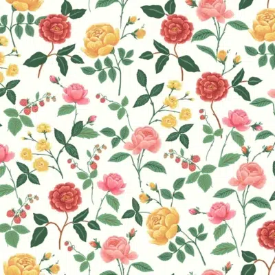 Papel pintado de estampado floral en multicolor Roses RF7546