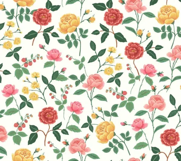 Papel pintado de estampado floral en multicolor Roses RF7546