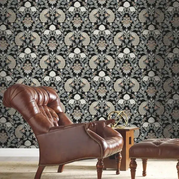 Papel pintado de estampado floral en color verde Plume Dynasty AC9104 - Imagen 13
