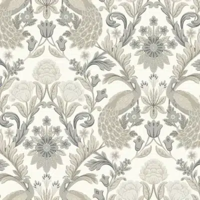 Papel pintado de estampado floral en color gris Plume Dynasty AC9102