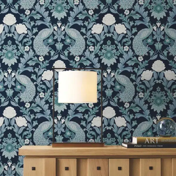 Papel pintado de estampado floral en color verde Plume Dynasty AC9104 - Imagen 9