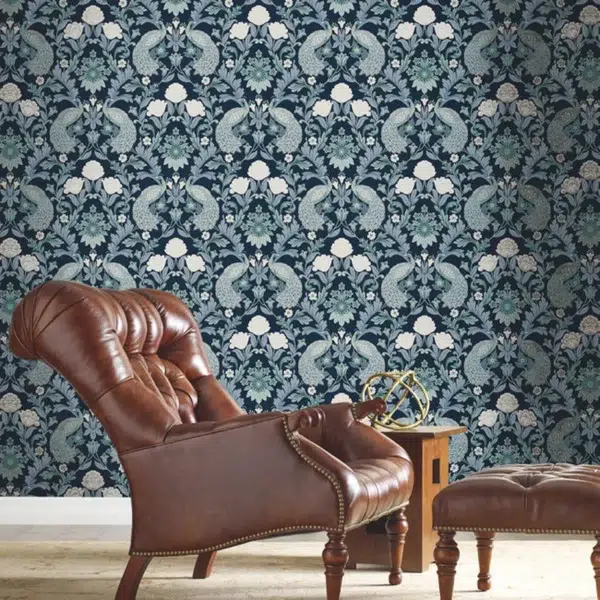 Papel pintado de estampado floral en color verde Plume Dynasty AC9104 - Imagen 10