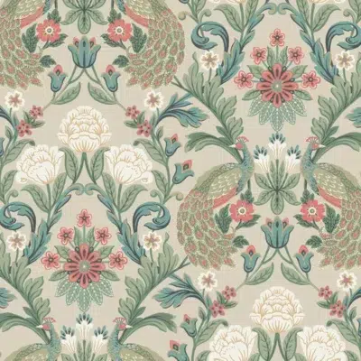Papel pintado de estampado floral en color verde Plume Dynasty AC9104
