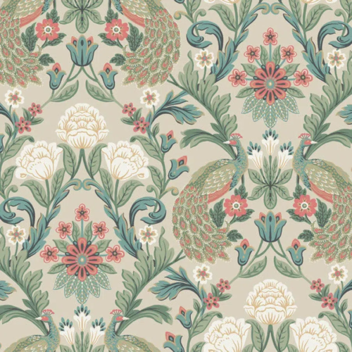 Papel pintado de estampado floral en color verde Plume Dynasty AC9104