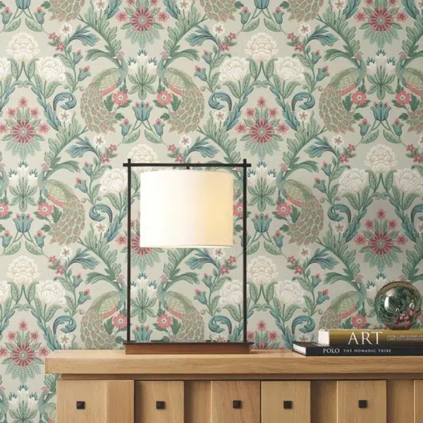 Papel pintado de estampado floral en color verde Plume Dynasty AC9104 - Imagen 3