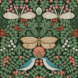 Papel pintado de hojas en color verde Butterfly Garden AC9161