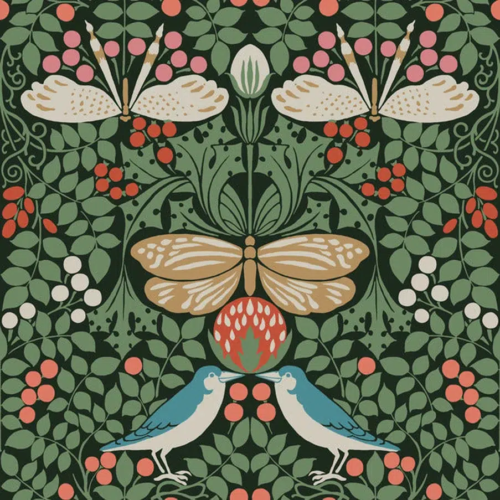 Papel pintado de hojas en color verde Butterfly Garden AC9161