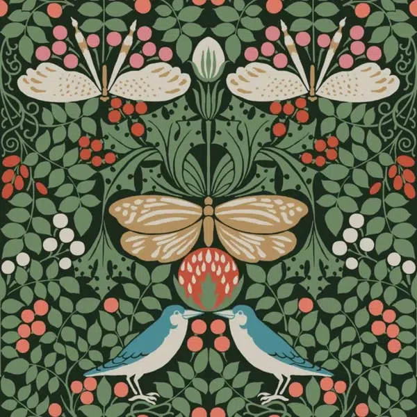 Papel pintado de hojas en color verde Butterfly Garden AC9161