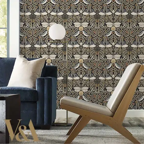 Papel pintado de hojas en color beige Butterfly Garden AC9164 - Imagen 8
