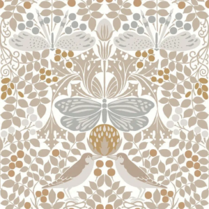 Papel pintado de hojas en color gris Butterfly Garden AC9163