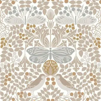 Papel pintado de hojas en color gris Butterfly Garden AC9163