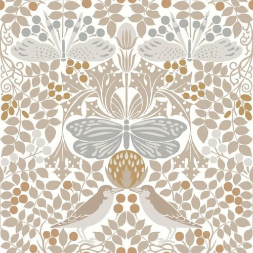 Papel pintado de hojas en color gris Butterfly Garden AC9163