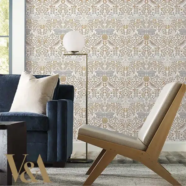 Papel pintado de hojas en color beige Butterfly Garden AC9164 - Imagen 10