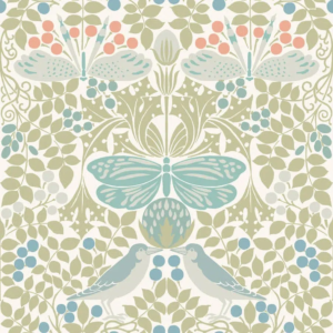 Papel pintado de hojas en color beige Butterfly Garden AC9164