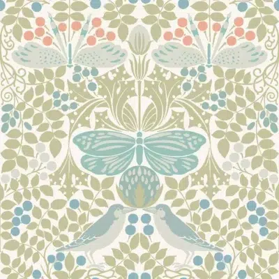 Papel pintado de hojas en color beige Butterfly Garden AC9164
