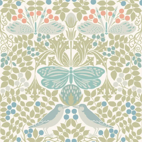 Papel pintado de hojas en color beige Butterfly Garden AC9164