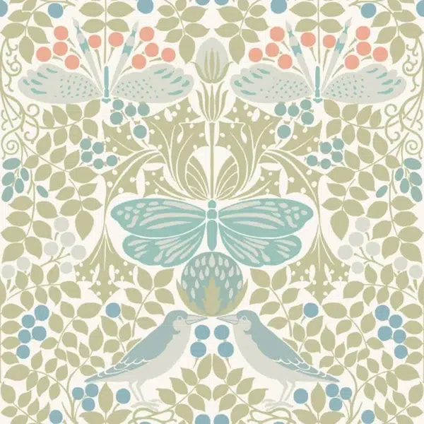Papel pintado de hojas en color beige Butterfly Garden AC9164