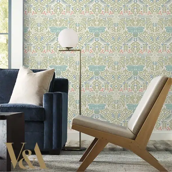 Papel pintado de hojas en color beige Butterfly Garden AC9164 - Imagen 3