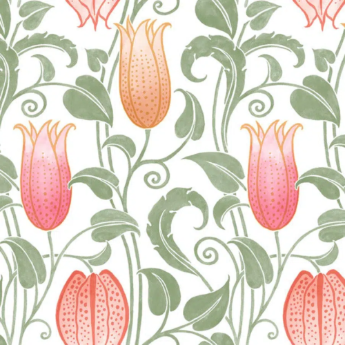Papel pintado de estampado floral en color verde Canterbury Bells AC9201