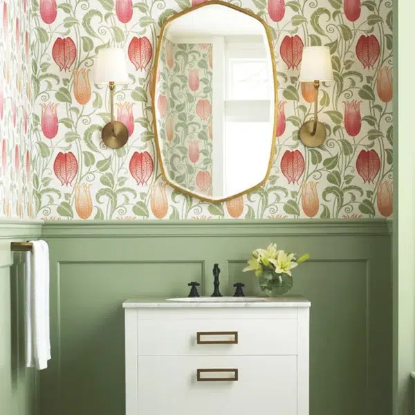 Papel pintado de estampado floral en color beige Canterbury Bells AC9206 - Imagen 5