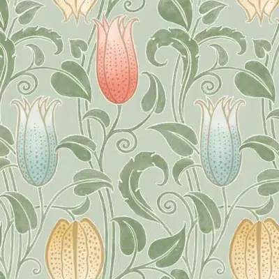 Papel pintado de estampado floral en color verde Canterbury Bells AC9202