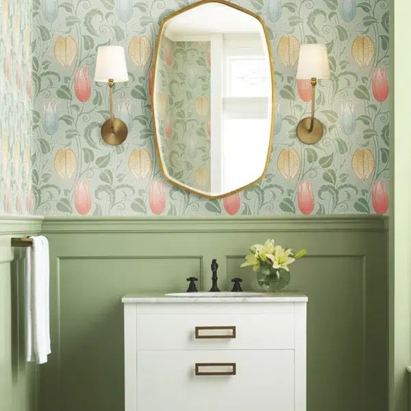 Papel pintado de estampado floral en color beige Canterbury Bells AC9206 - Imagen 7