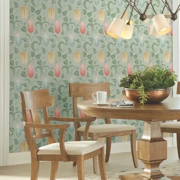 Papel pintado de estampado floral en color beige Canterbury Bells AC9206 - Imagen 8