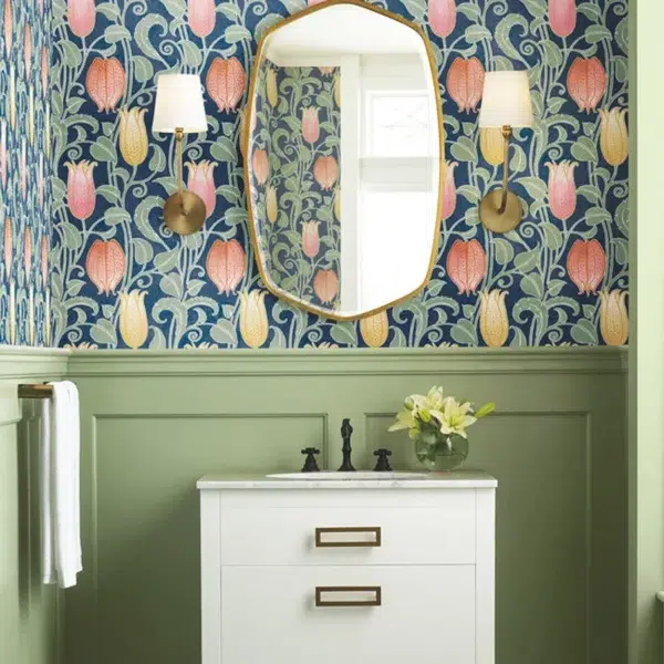 Papel pintado de estampado floral en color beige Canterbury Bells AC9206 - Imagen 9