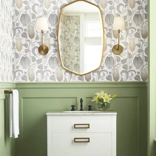 Papel pintado de estampado floral en color beige Canterbury Bells AC9206 - Imagen 12