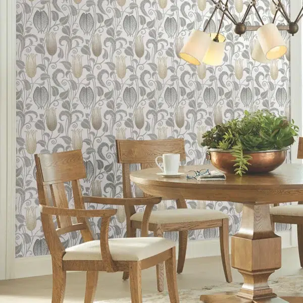 Papel pintado de estampado floral en color beige Canterbury Bells AC9206 - Imagen 13