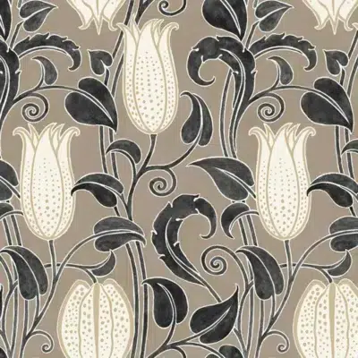 Papel pintado de estampado floral en color beige Canterbury Bells AC9206