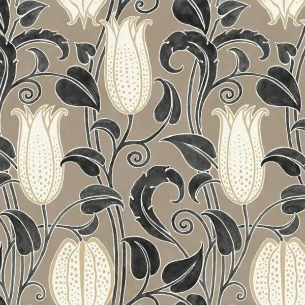 Papel pintado de estampado floral en color beige Canterbury Bells AC9206