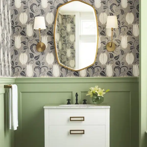 Papel pintado de estampado floral en color beige Canterbury Bells AC9206 - Imagen 3