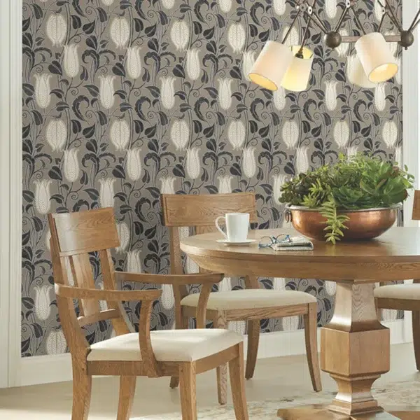 Papel pintado de estampado floral en color beige Canterbury Bells AC9206 - Imagen 4